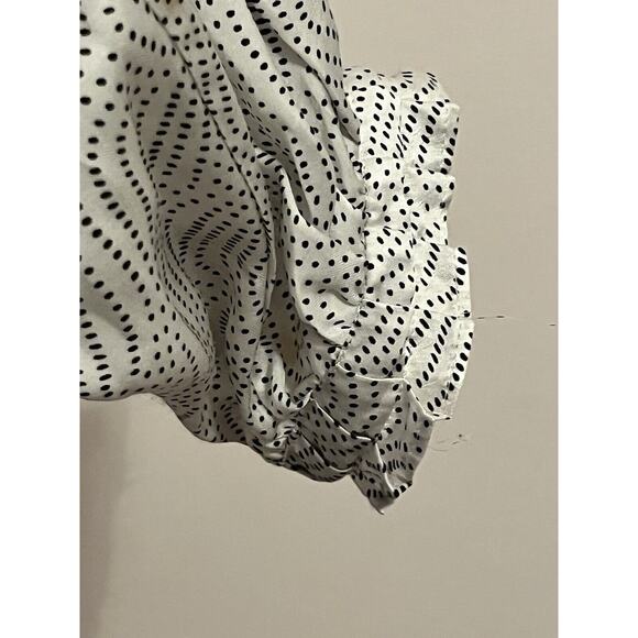 Massimo Dutti Blouse Button Up •Women 8/40• Top Swirls Dots Shirt Satin - Picture 9 of 13